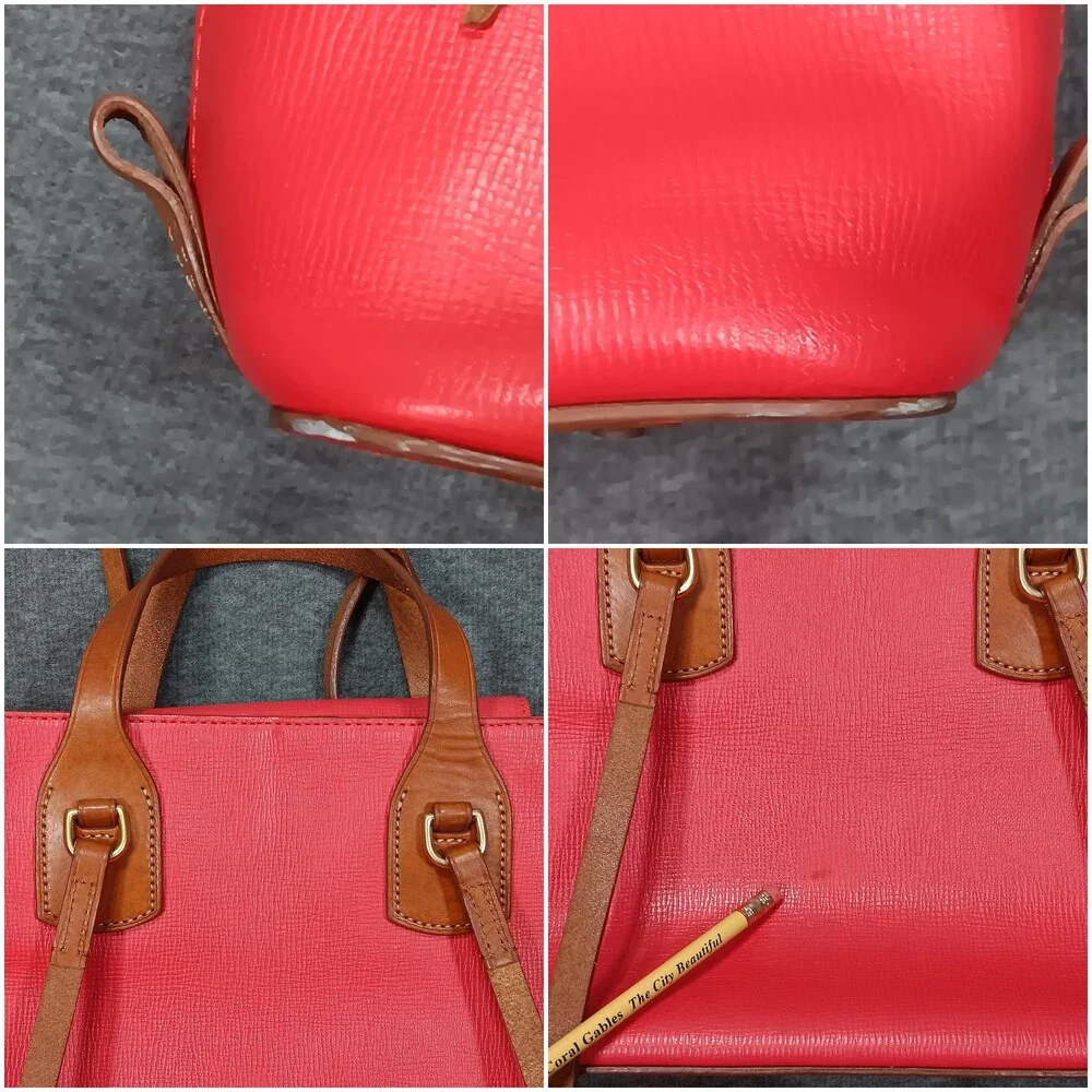 Dooney & Bourke Saffiano Leather Tote Bag Coral Pink Tassel Zip Pocket Wristlet